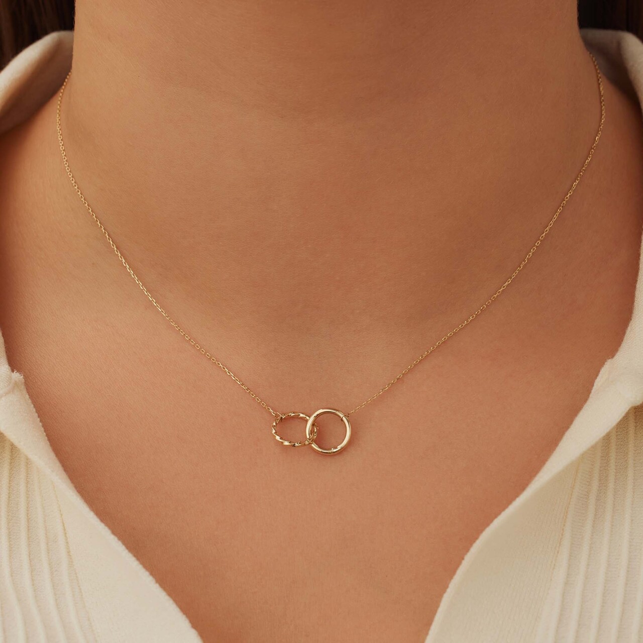 Isabel Bernard Rivoli Lisan 14 karat gold necklace with two rings