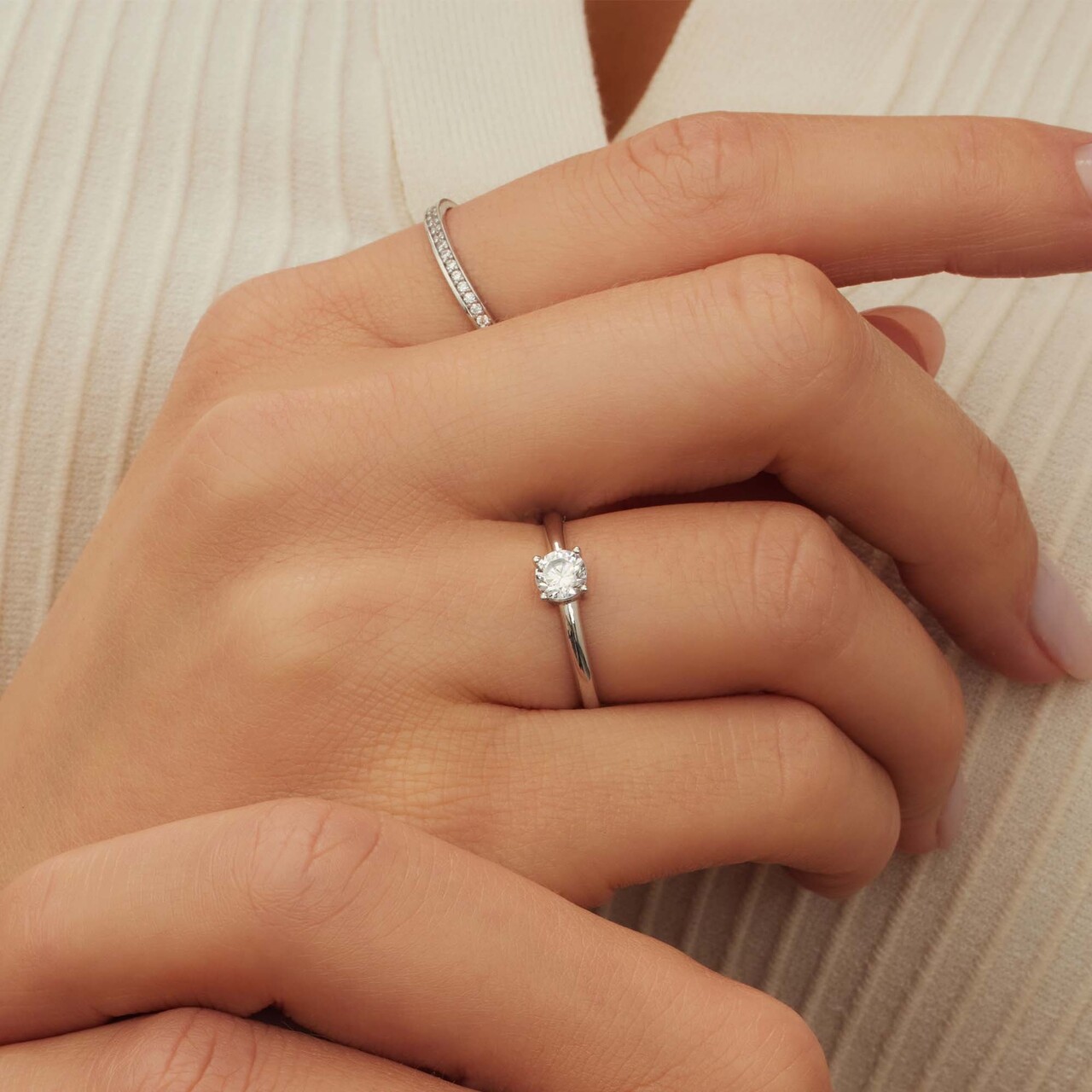 Isabel Bernard Saint Germain Merle 14 karat white gold ring with zirconia