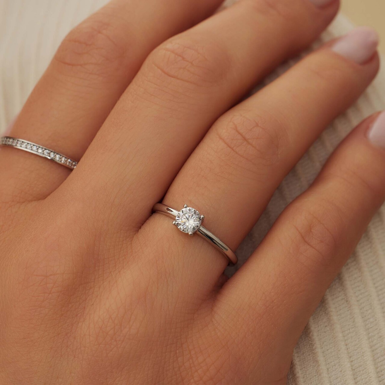 Isabel Bernard Saint Germain de Buci 14 karat white gold ring with zirconia stone