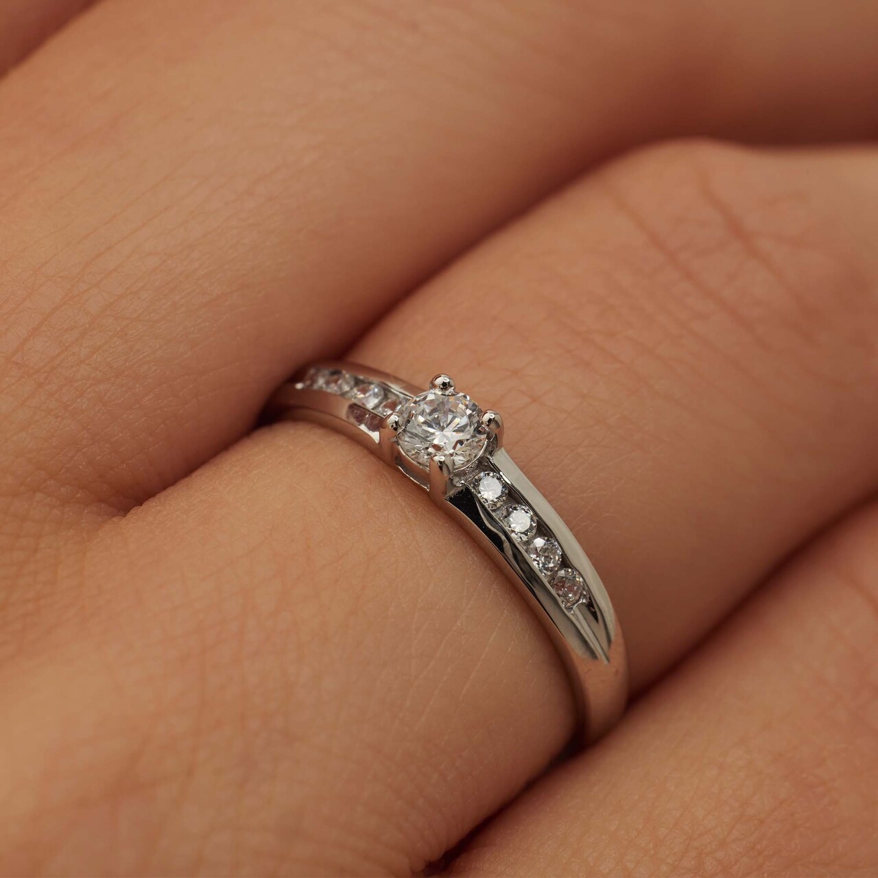 Isabel Bernard Saint Germain Estee 14 karat white gold ring with zirconia stones