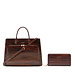 Isabel Bernard Cadeau d'Isabel croco brown leather handbag and zipper wallet gift set