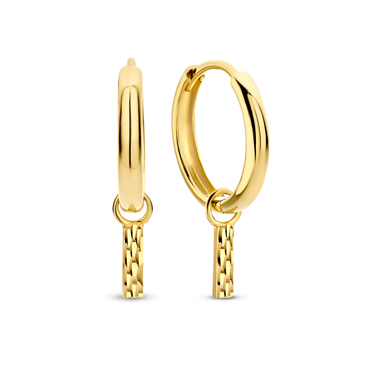 Isabel Bernard Rivoli Laura 14 karat gold hoop earrings with diamond cut rod