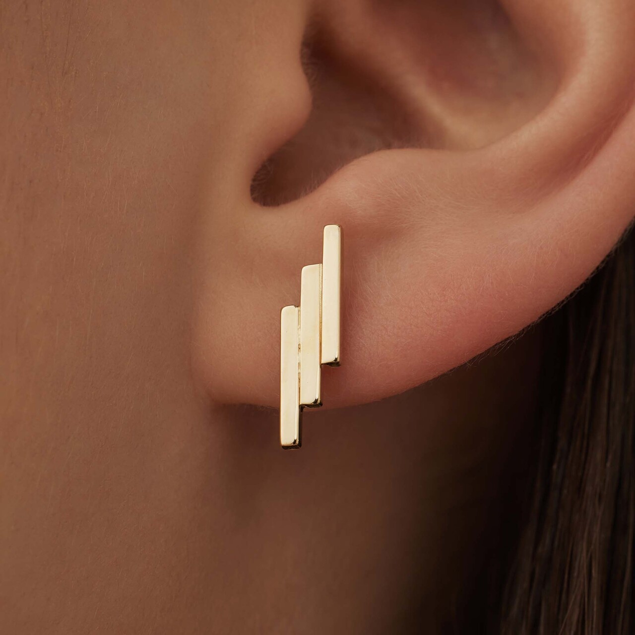 Isabel Bernard Le Marais Rosalie 14 karat gold ear studs with 3 rods