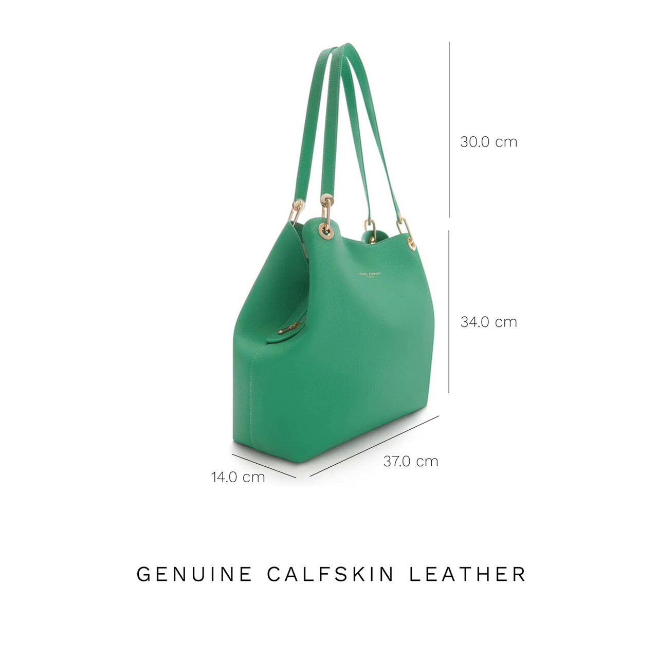 Isabel Bernard Femme Forte Annabelle green calfskin leather shoulder bag