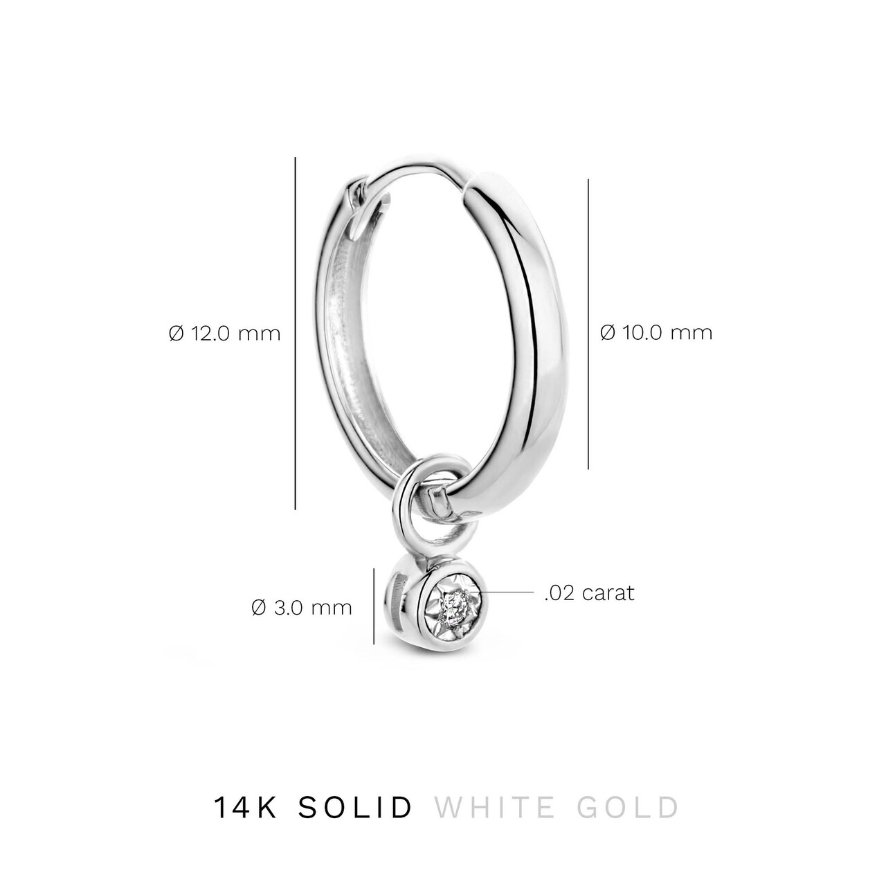 Isabel Bernard De la Paix Inaya 14 karat white gold hoop earrings with diamond 0.02 carat