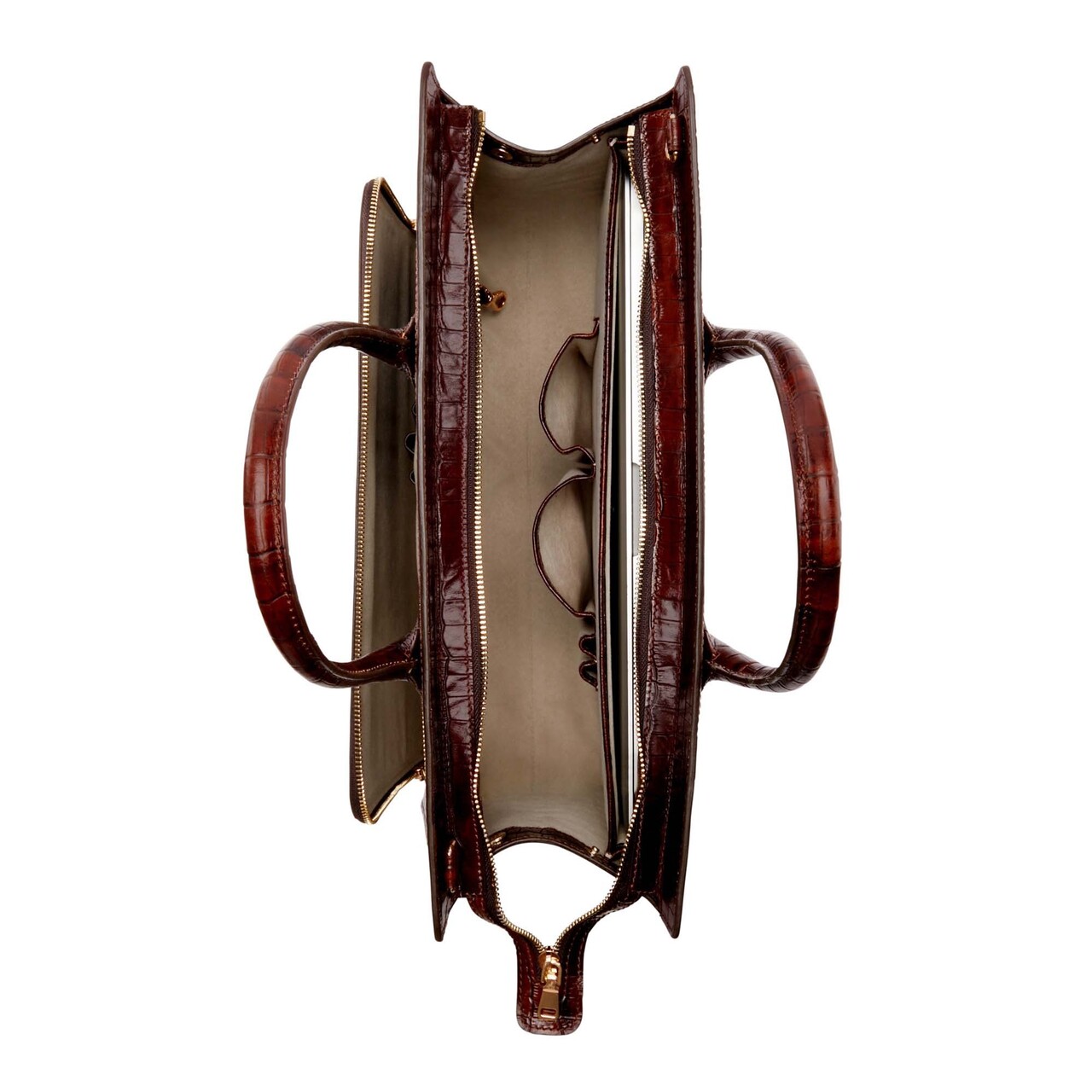 Isabel Bernard Honoré Nadine croco brown calfskin leather handbag with laptop compartment