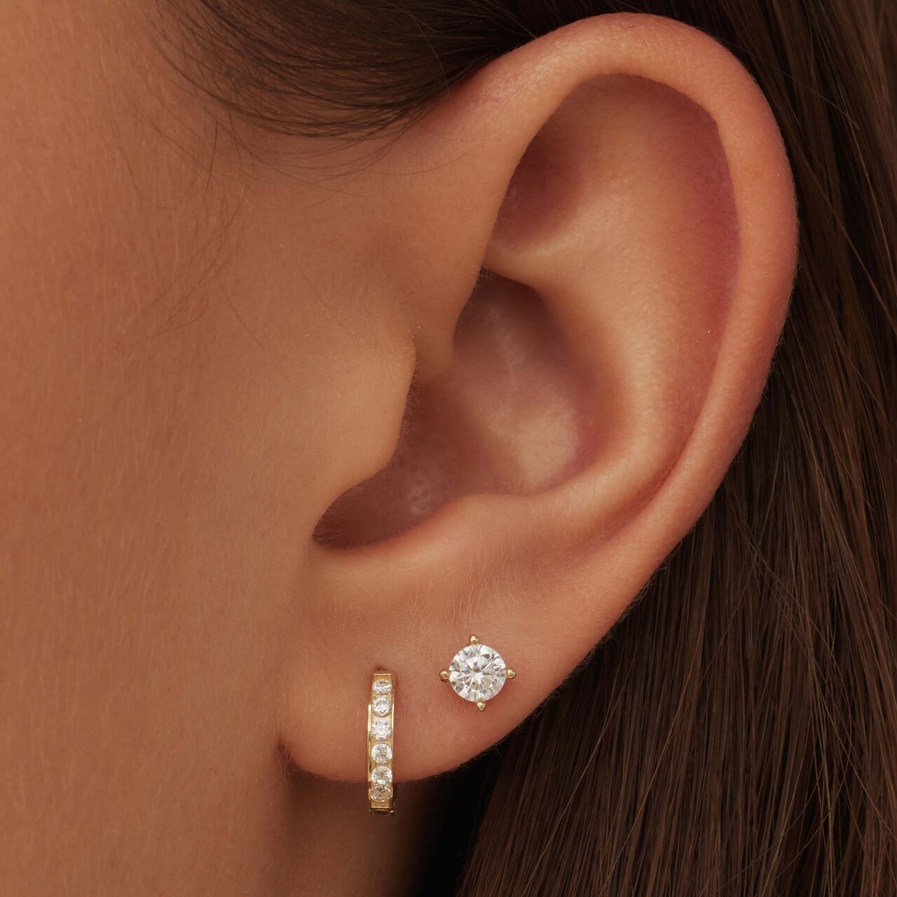 Isabel Bernard Le Marais Tiphaine 14 karat gold hoop earrings with zirconia stones