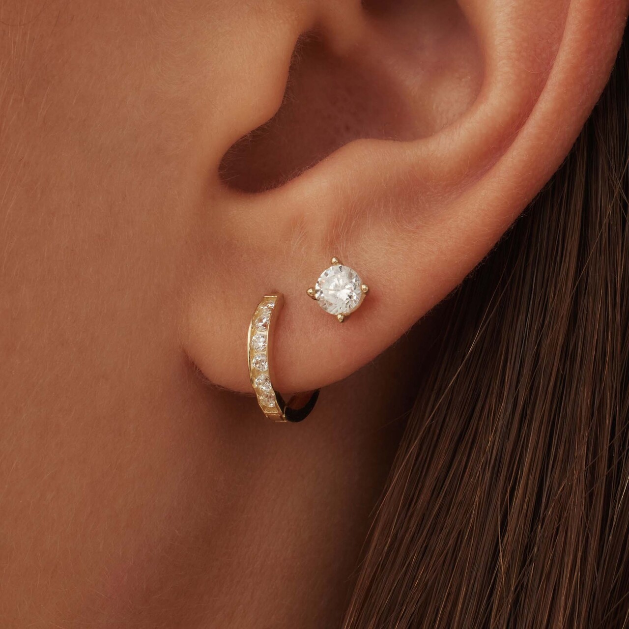 Isabel Bernard Le Marais Tiphaine 14 karat gold hoop earrings with zirconia stones