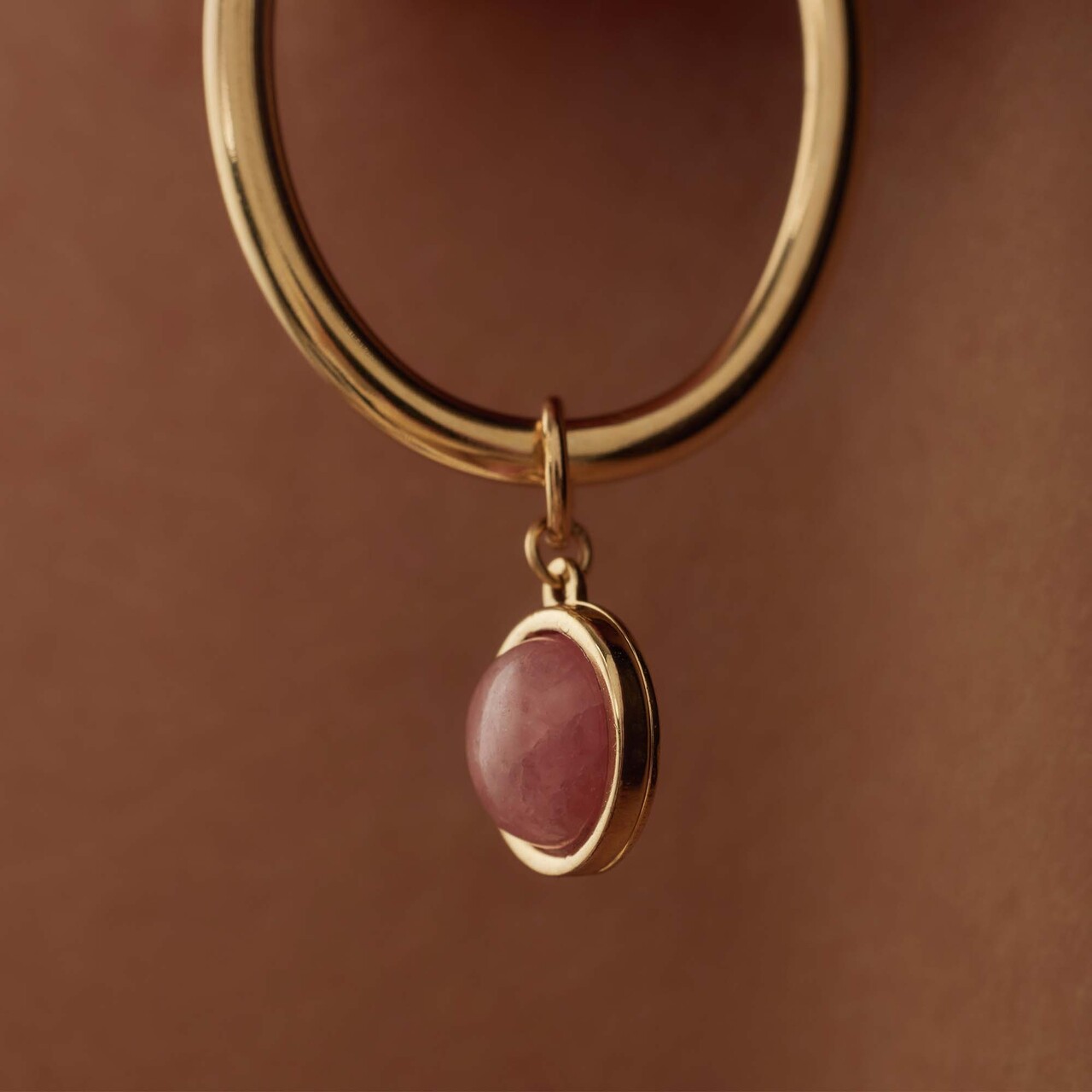 Isabel Bernard Belleville Adora 14 karat gold hoop earrings with rose quartz gemstone