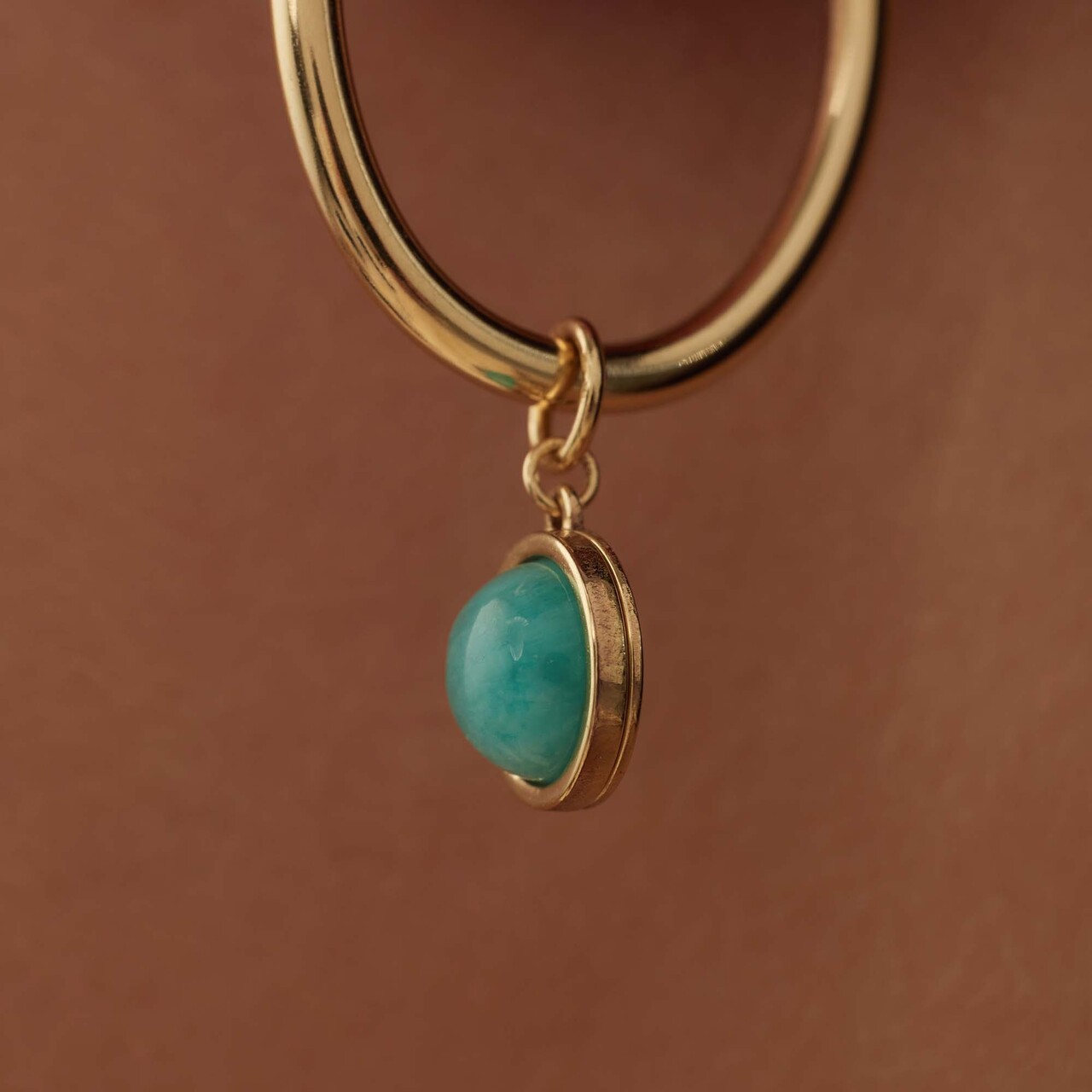 Isabel Bernard Belleville Emmalyn 14 karat gold hoop earrings with amazonite gemstone