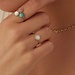Isabel Bernard Belleville Cachet anel de ouro de 14 quilates com pedras preciosas de quartzo rosa, amazonite e mãe de pérola