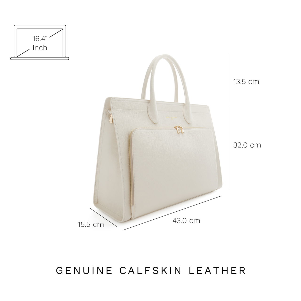 Isabel Bernard Honoré Nadine cream calfskin leather handbag with laptop compartment