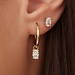 Isabel Bernard Baguette Genevieve 14 karat gold hoop earrings with white zirconia stone