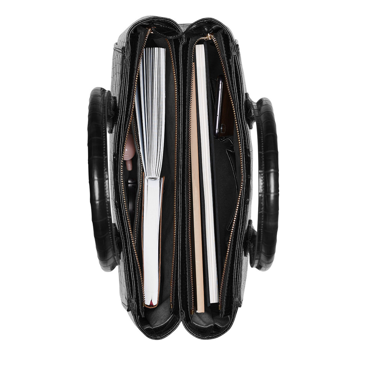 Isabel Bernard Cadeau d'Isabel croco black leather handbag and wallet gift set