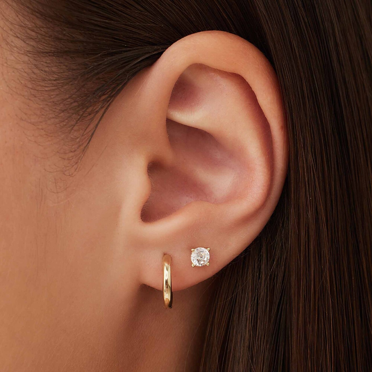 Isabel Bernard Cadeau d'Isabel 14 karat gold earring set with zirconia stones