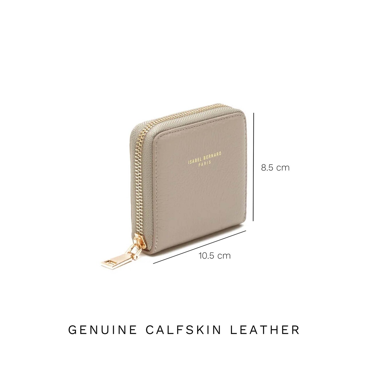 Isabel Bernard Honoré Jules taupe calfskin leather zipper wallet