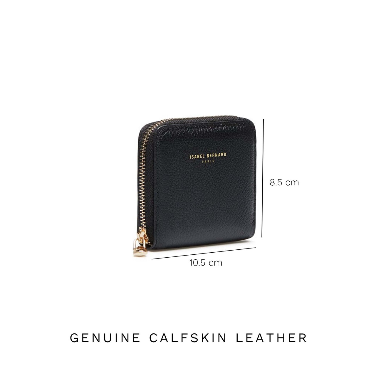 Women's Black Leather Zip Wallet - Clémence Empreinte