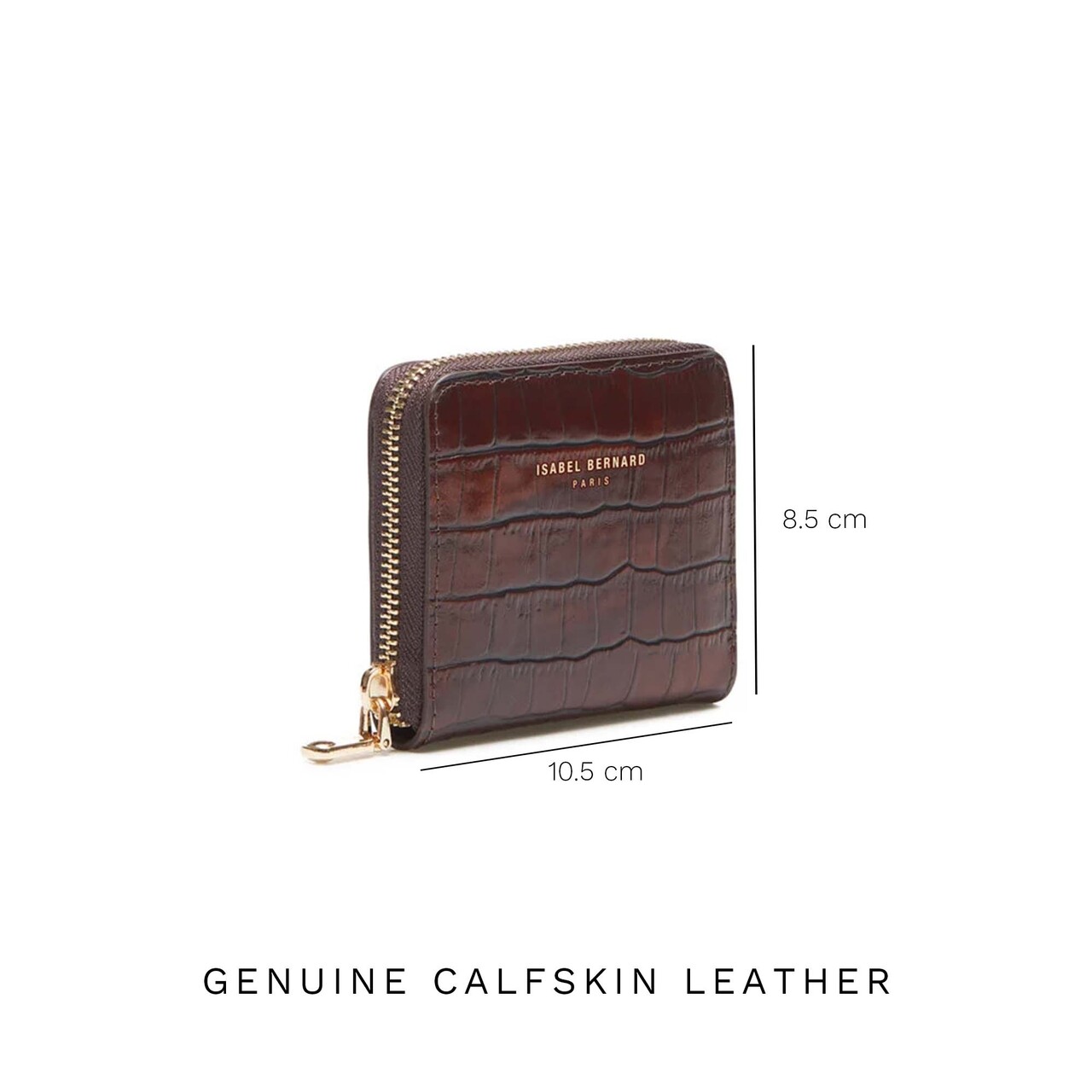Isabel Bernard Honoré Jules croco brown calfskin leather zipper wallet