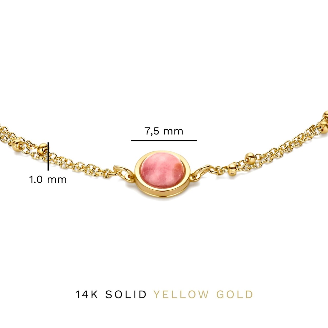 Isabel Bernard Belleville Adora 14 karat gold bracelet with rose quartz gemstone