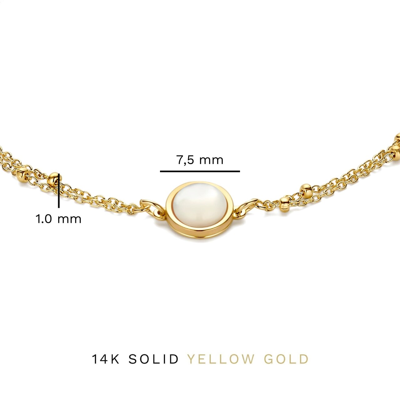 Isabel Bernard Belleville Marguerite 14 karat gold bracelet with mother of pearl gemstone