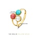 Isabel Bernard Belleville Cachet 14 karat gold ring with rose quartz, amazonite and mother of pearl gemstones