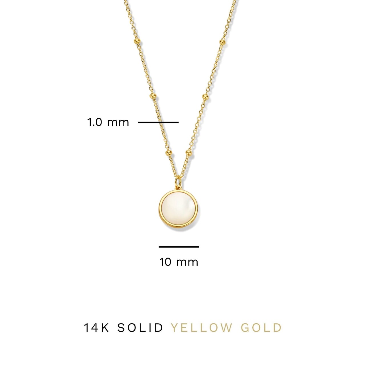 Isabel Bernard Belleville Marguerite 14 karat gold necklace with mother of pearl gemstone