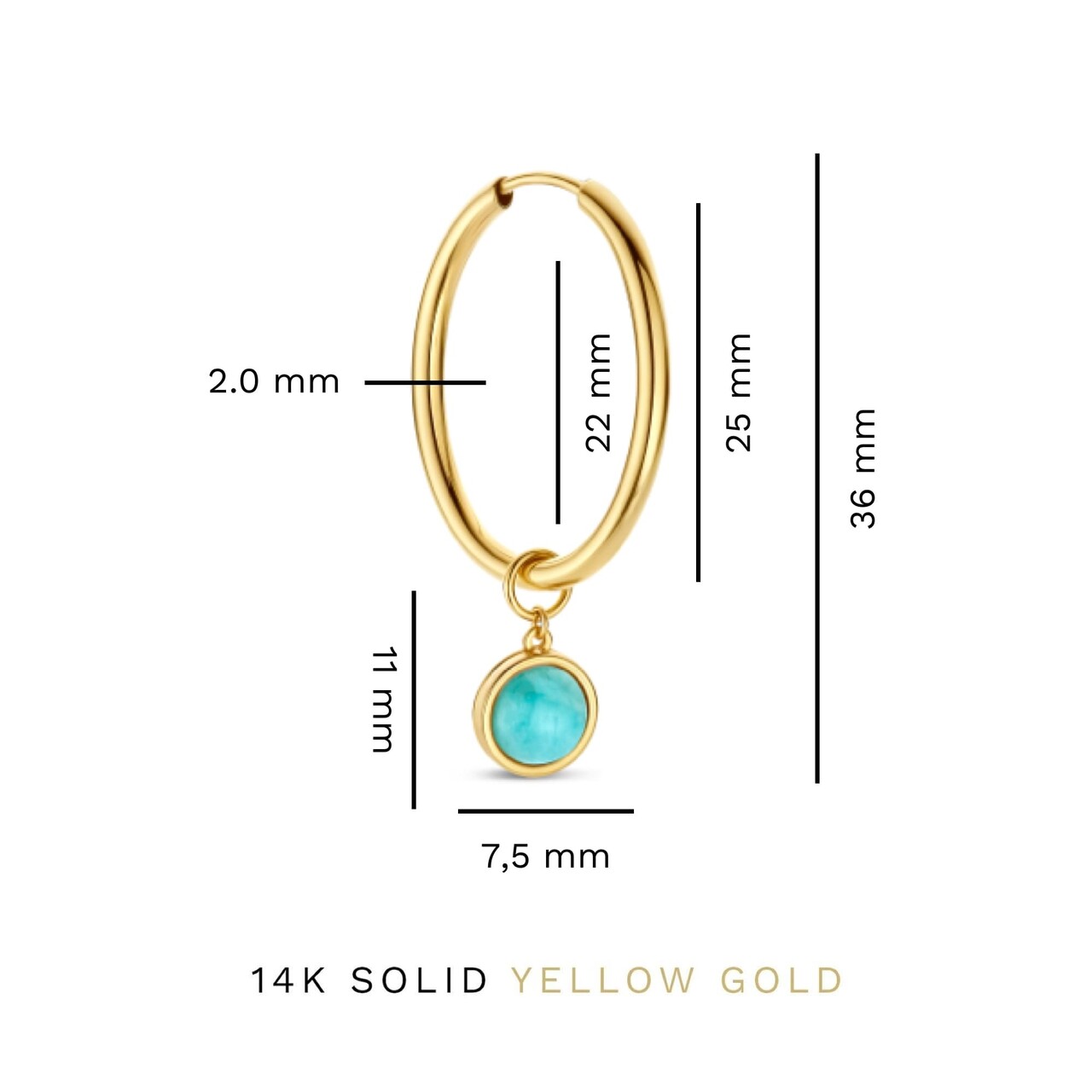 Isabel Bernard Belleville Emmalyn 14 karat gold hoop earrings with amazonite gemstone