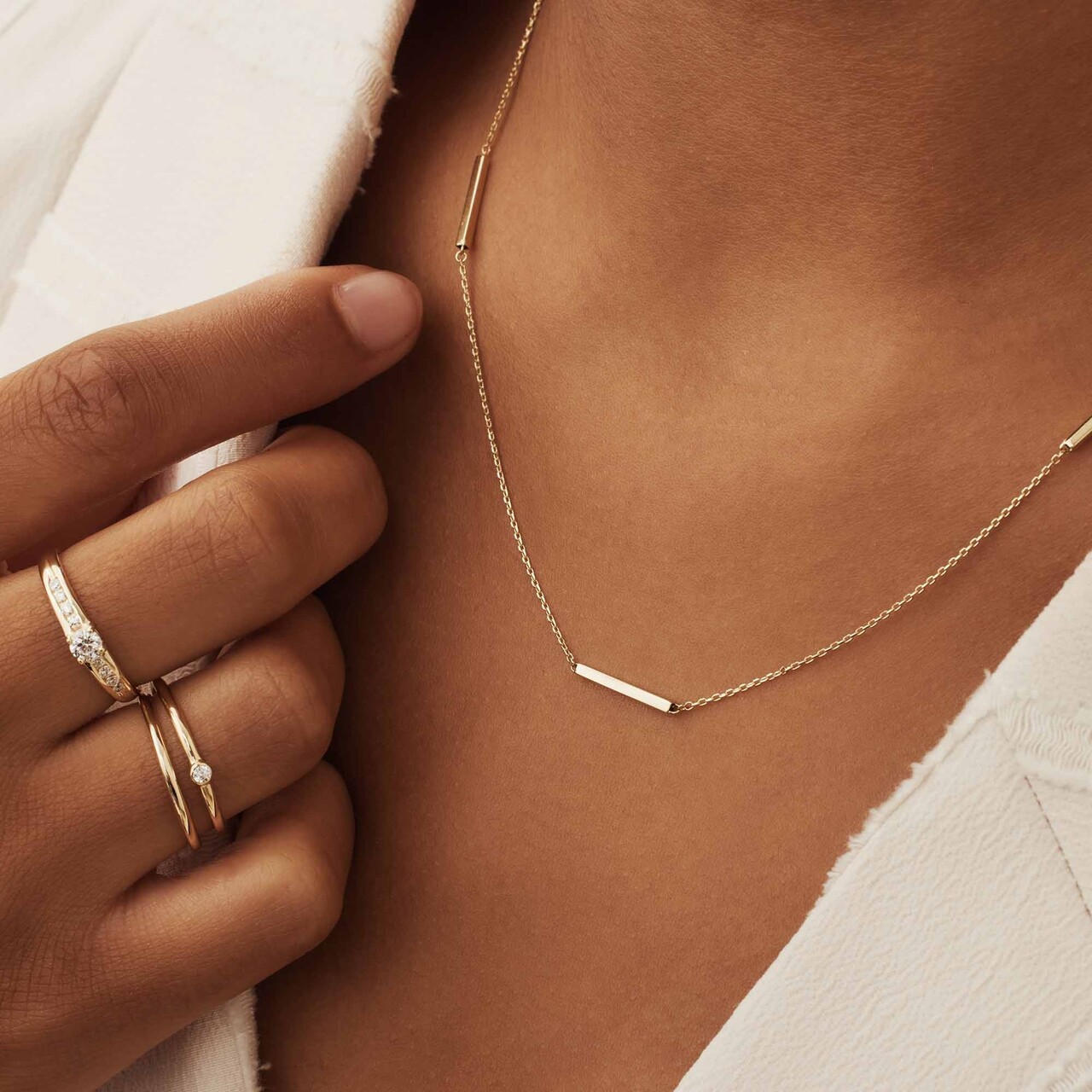 Isabel Bernard Le Marais Jolie 14 karat gold necklace with 3 rods