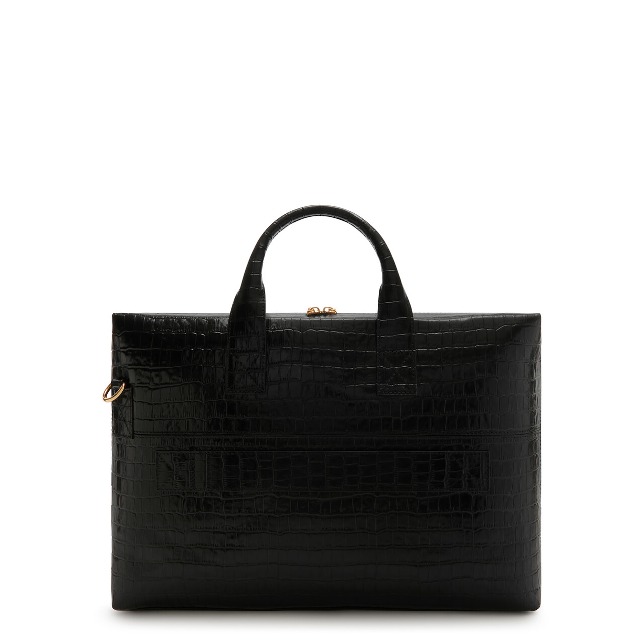 Isabel Bernard Honoré Anique croco black calfskin leather handbag with 16.4 inch laptop compartment