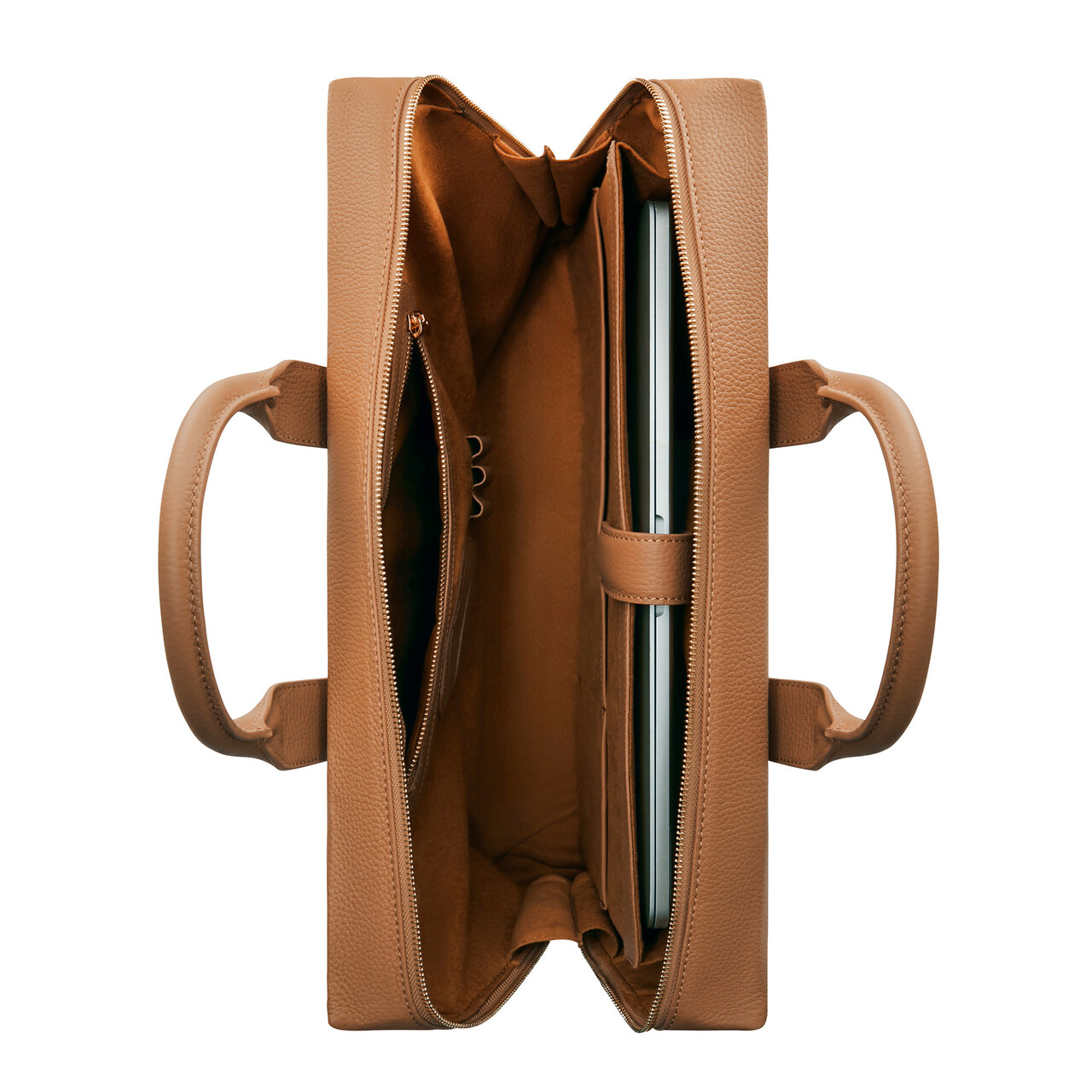 Isabel Bernard Honoré Anique camel calfskin leather handbag with 16.4 inch laptop compartment