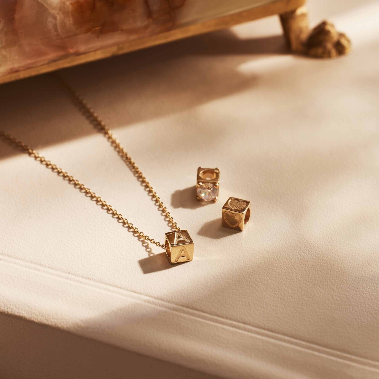 14K Yellow Gold Initial Cube Charm – KyleChanDesign