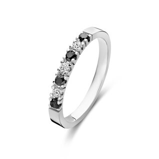 Isabel Bernard De la Paix Feline 14 karat hvidguld ring | sorte og hvide diamanter 0.27 ct