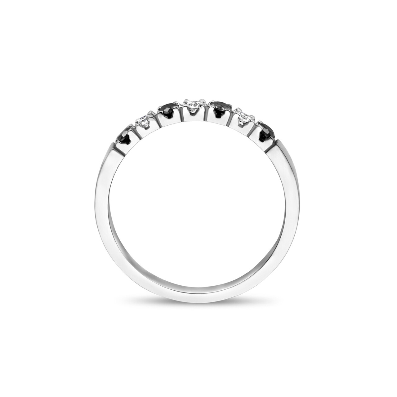 Isabel Bernard De la Paix Feline 14 karat white gold ring with black and white diamonds 0.27 carat