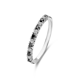 Isabel Bernard De la Paix Feline anel de ouro branco de 14 quilates | diamantes pretos e brancos 0.20 ct