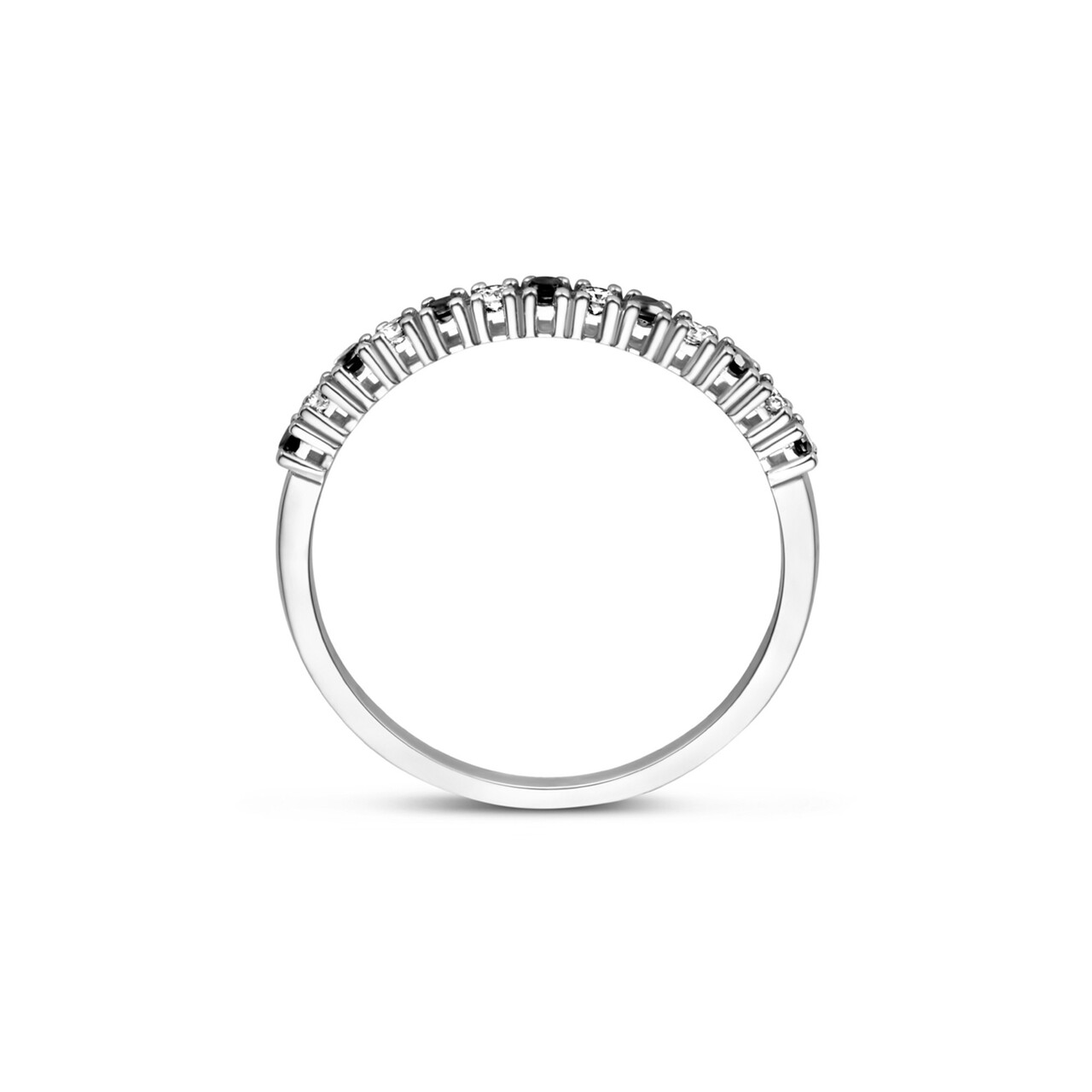 Isabel Bernard De la Paix Feline 14 karat white gold ring with black and white diamonds 0.20 carat