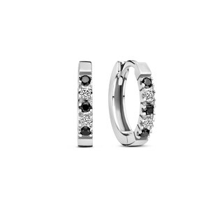 Isabel Bernard De la Paix Feline 14 karat hvidguld creoler | sorte og hvide diamanter 0.20 ct