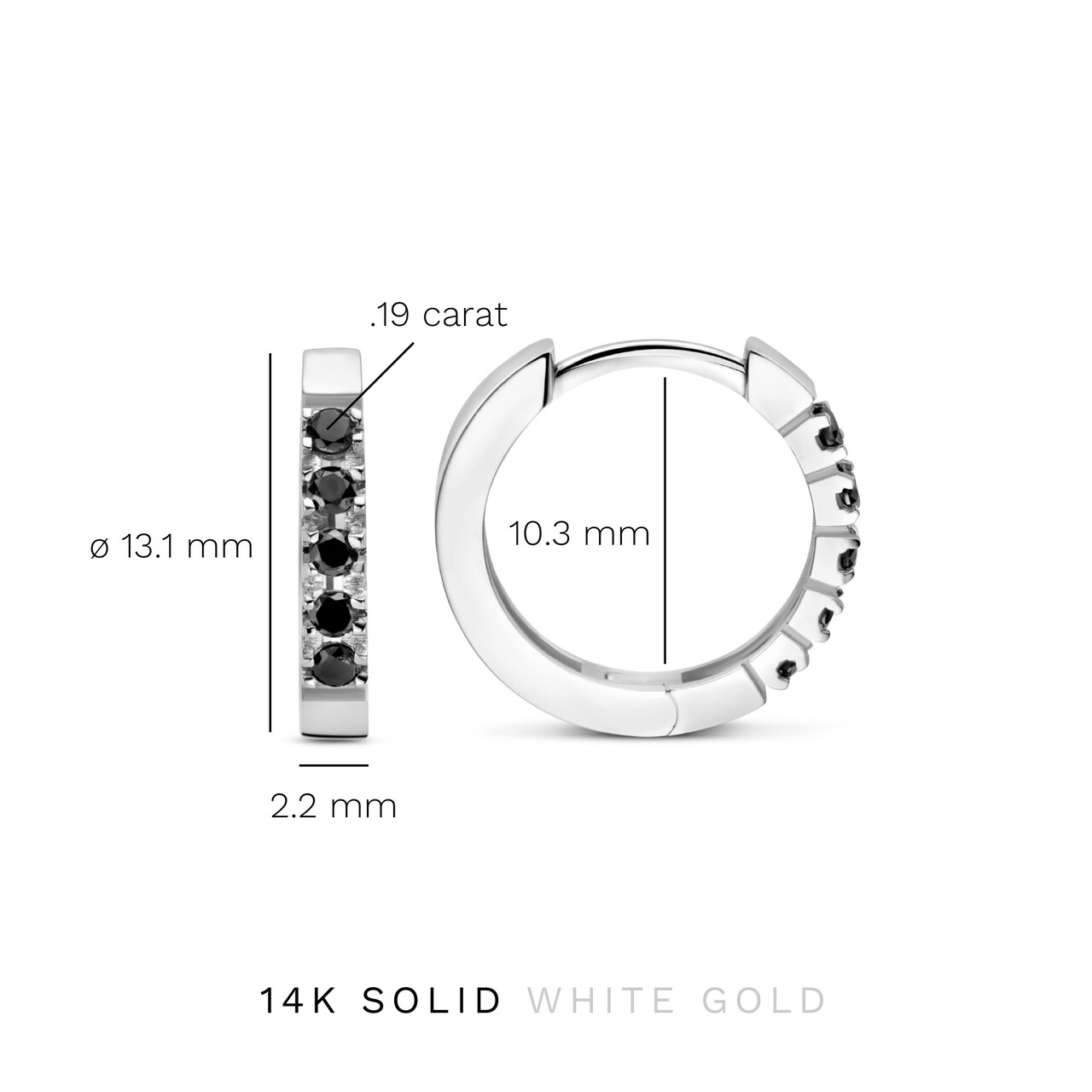 Isabel Bernard De la Paix Cecile 14 karat white gold hoop earrings with black diamond 0.19 carat