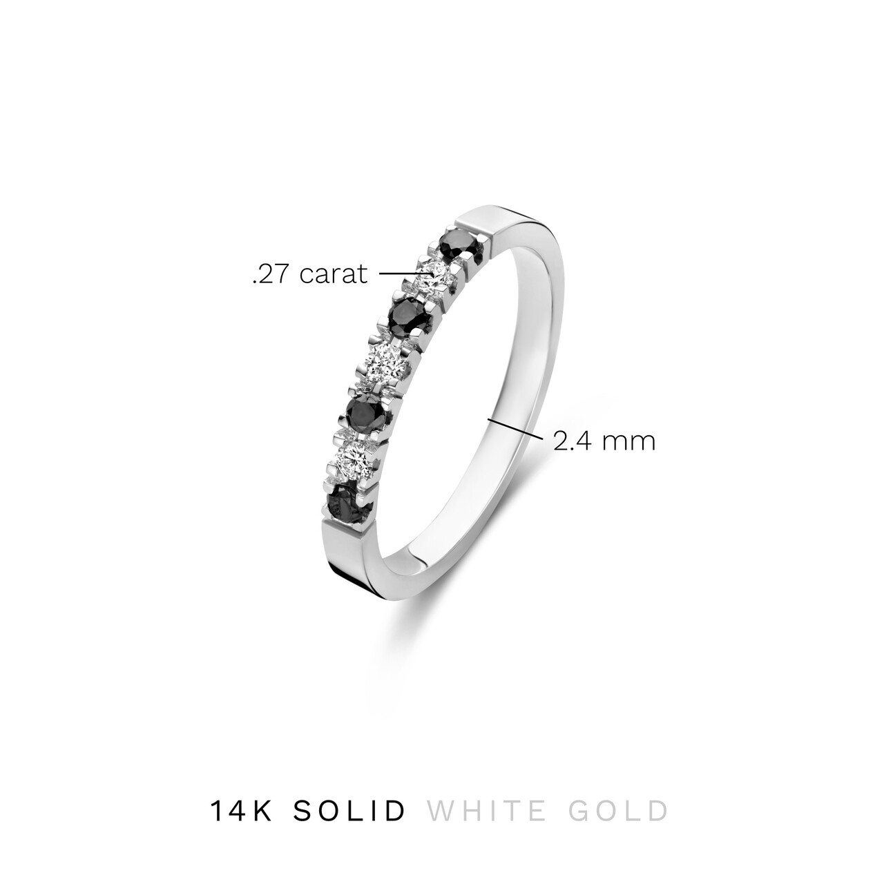 Isabel Bernard De la Paix Feline 14 karat white gold ring with black and white diamonds 0.27 carat