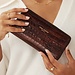 Isabel Bernard Honoré Léa croco brown calfskin leather zipper wallet