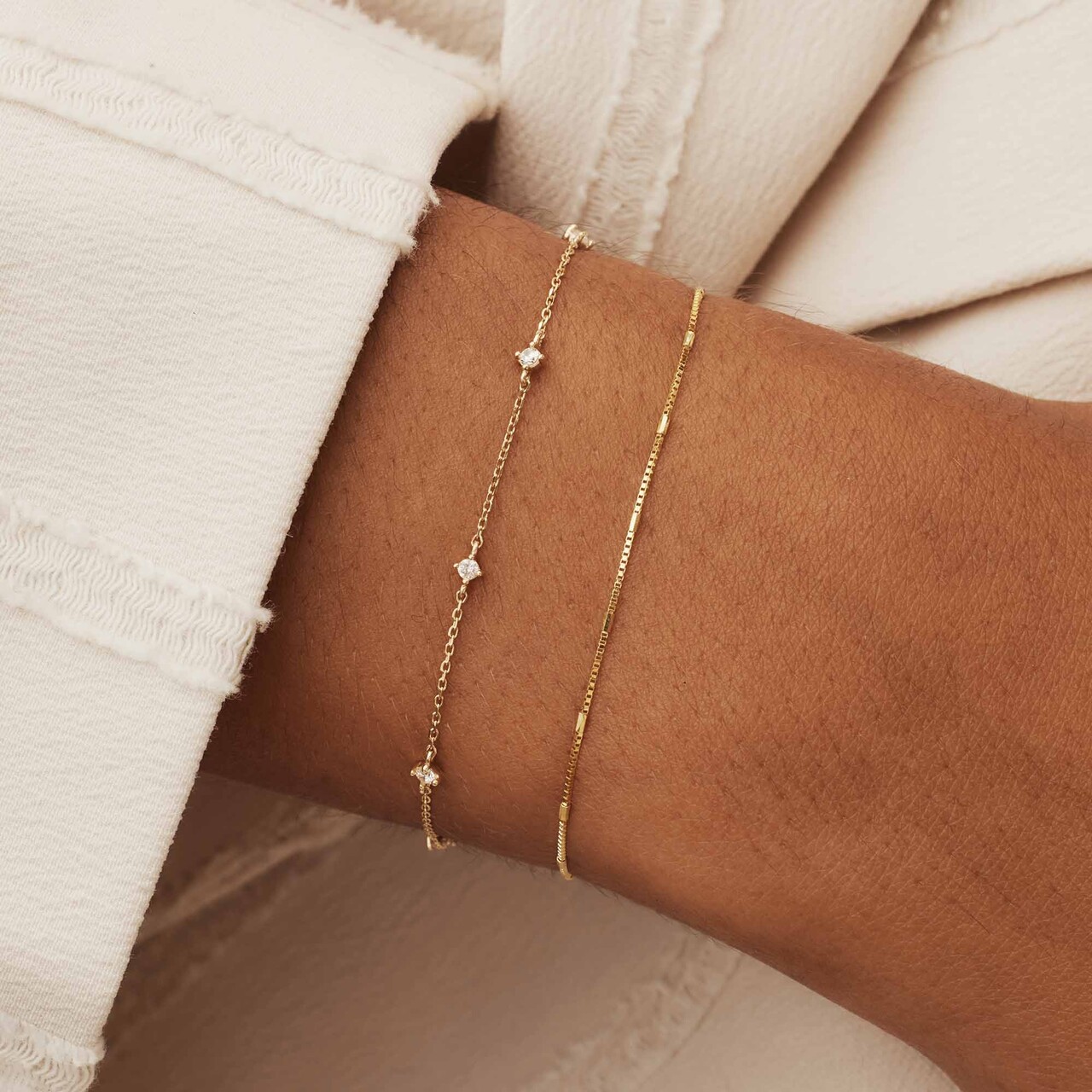 Isabel Bernard Rivoli Esmée 14 karat gold bracelet with zirconia stones