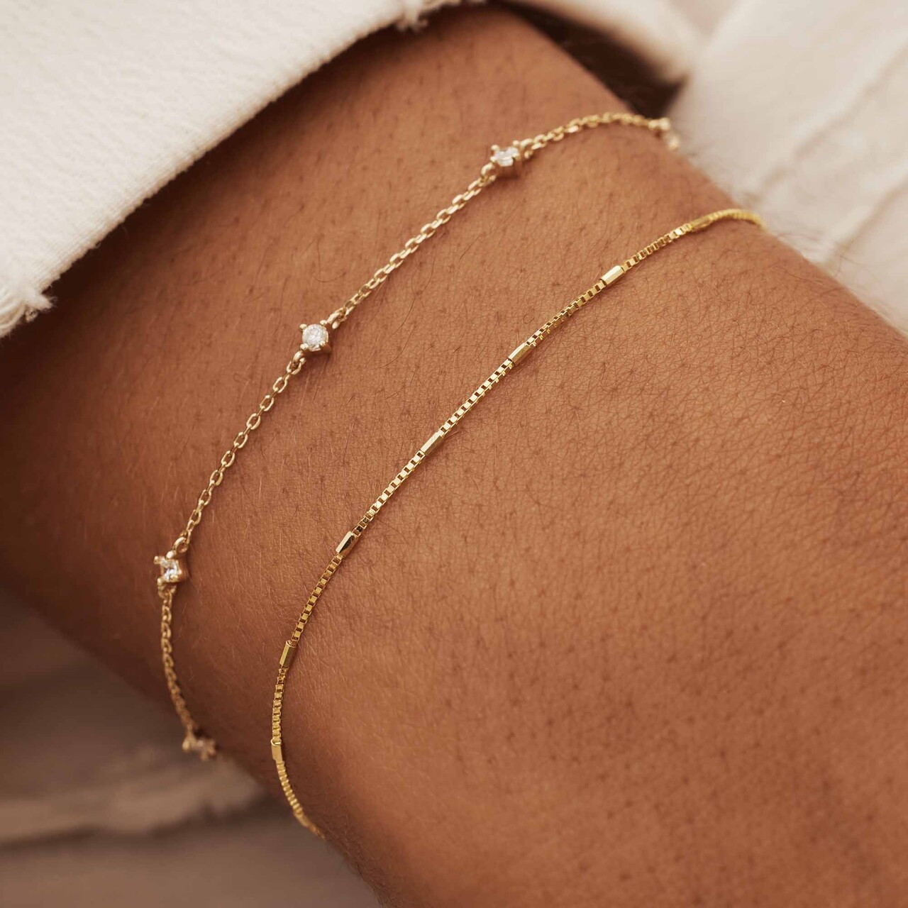 Isabel Bernard Rivoli Esmée 14 karat gold bracelet with zirconia stones