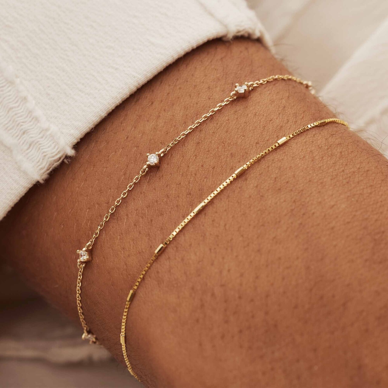 Isabel Bernard Rivoli Esmée 14 karat gold bracelet with zirconia stones