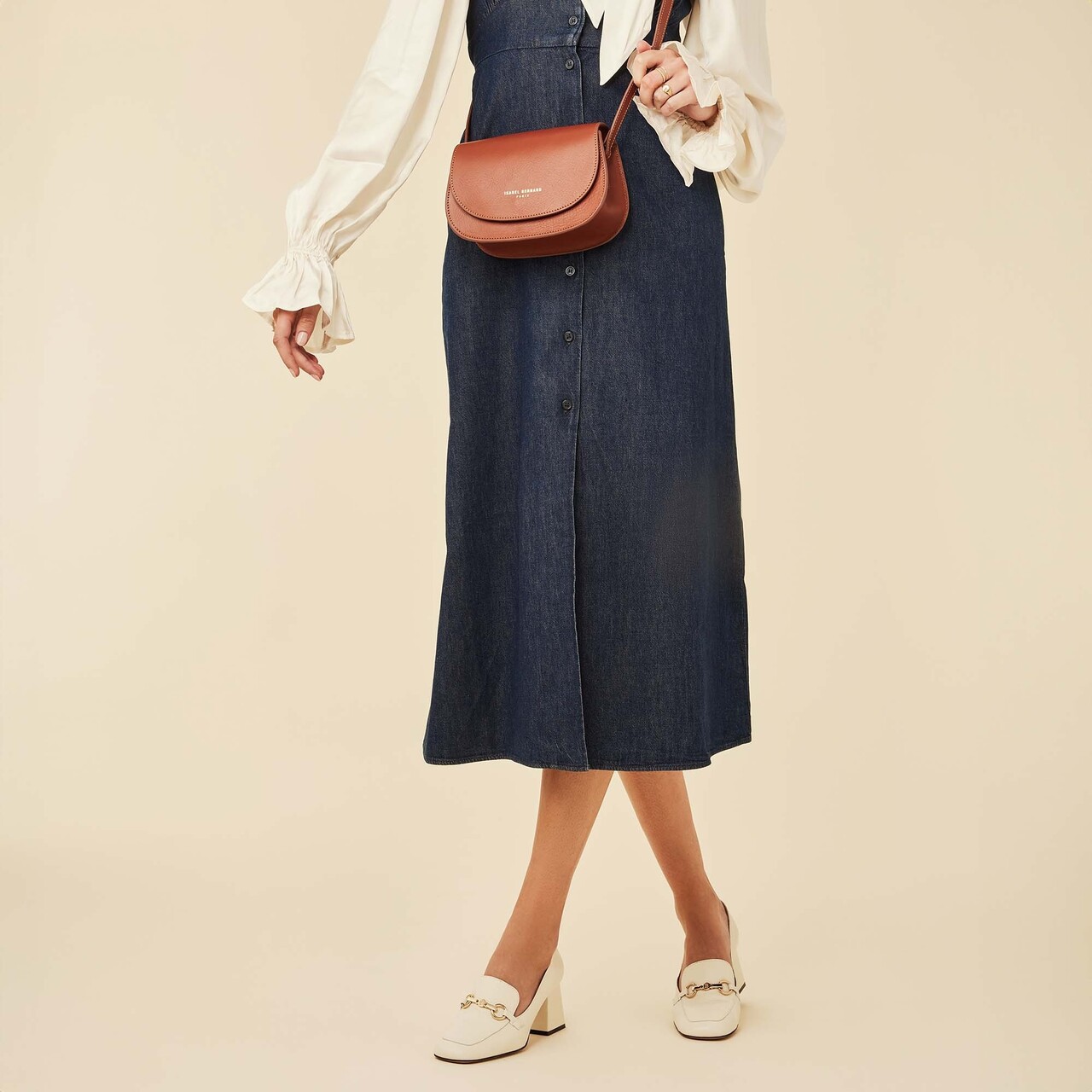 Isabel Bernard Montmartre Manon cognac vegetable tanned leather crossbody bag