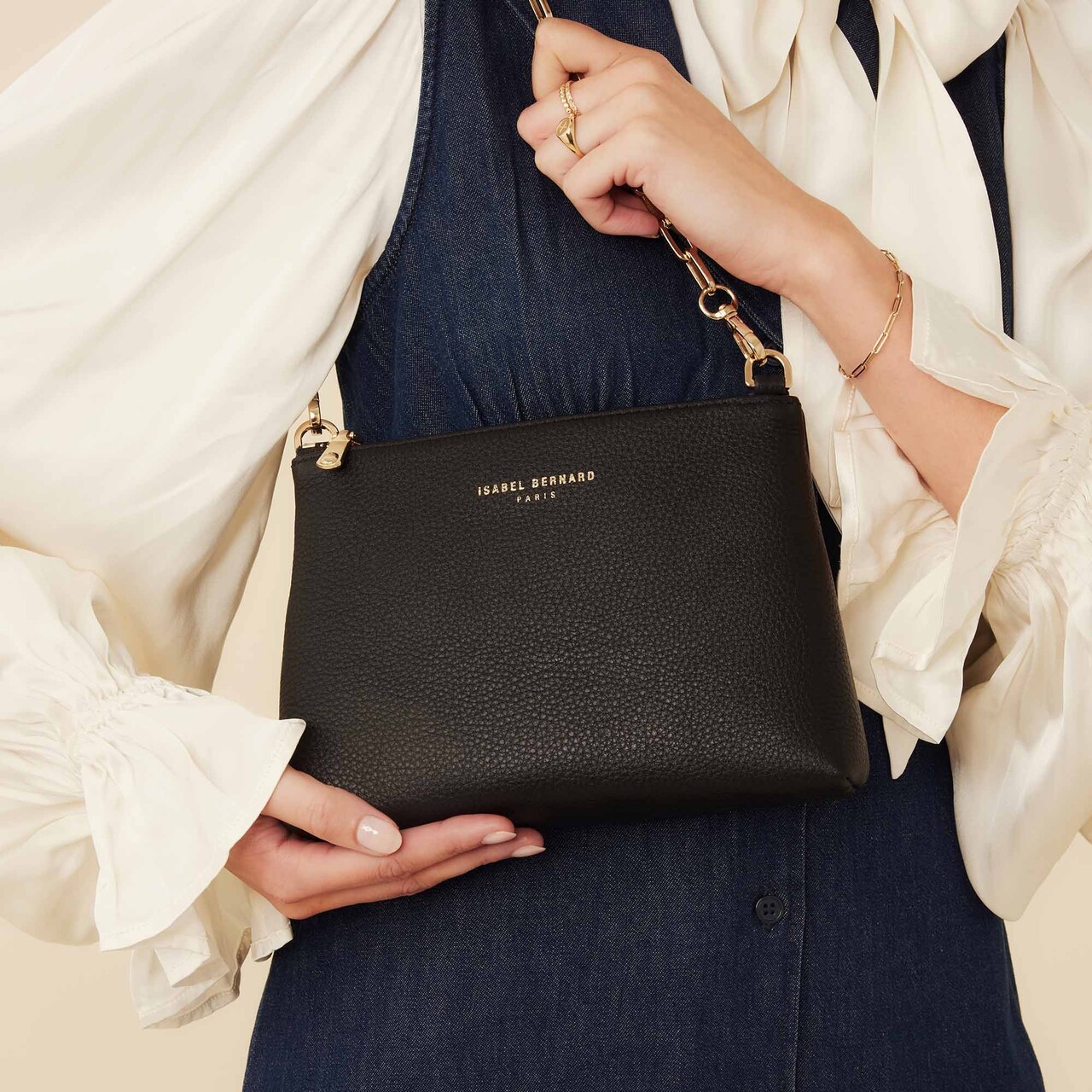 Isabel Bernard Honoré Misra black calfskin leather shoulder bag