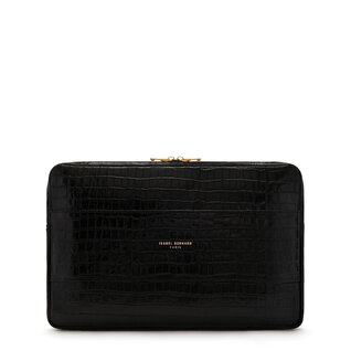 Isabel Bernard Honoré Caress laptop sleeve in pelle di vitello nero croco