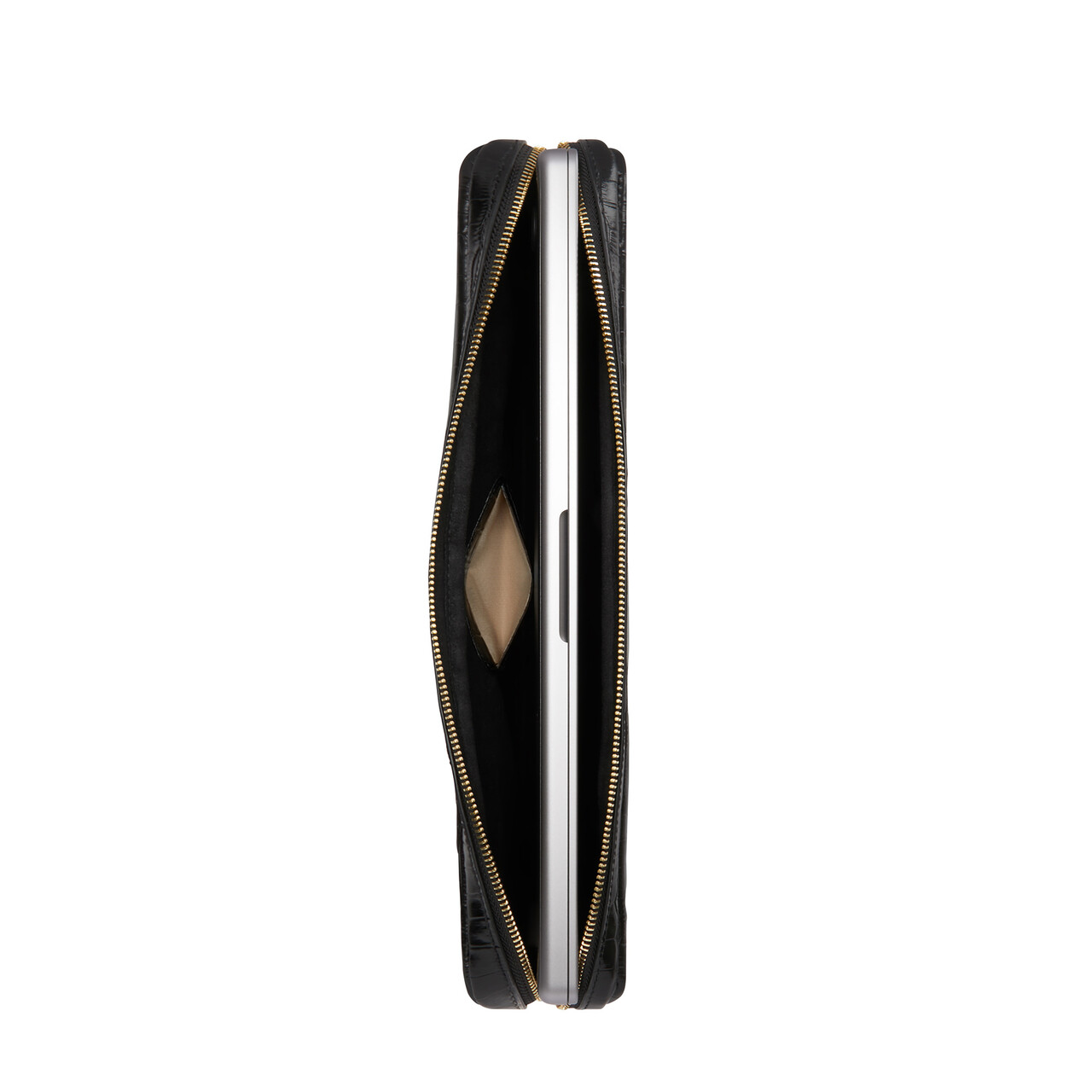 Isabel Bernard Honoré Caress croco black calfskin leather laptop sleeve