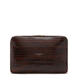 Isabel Bernard Honoré Caress laptop sleeve in pelle di vitello marrone croco