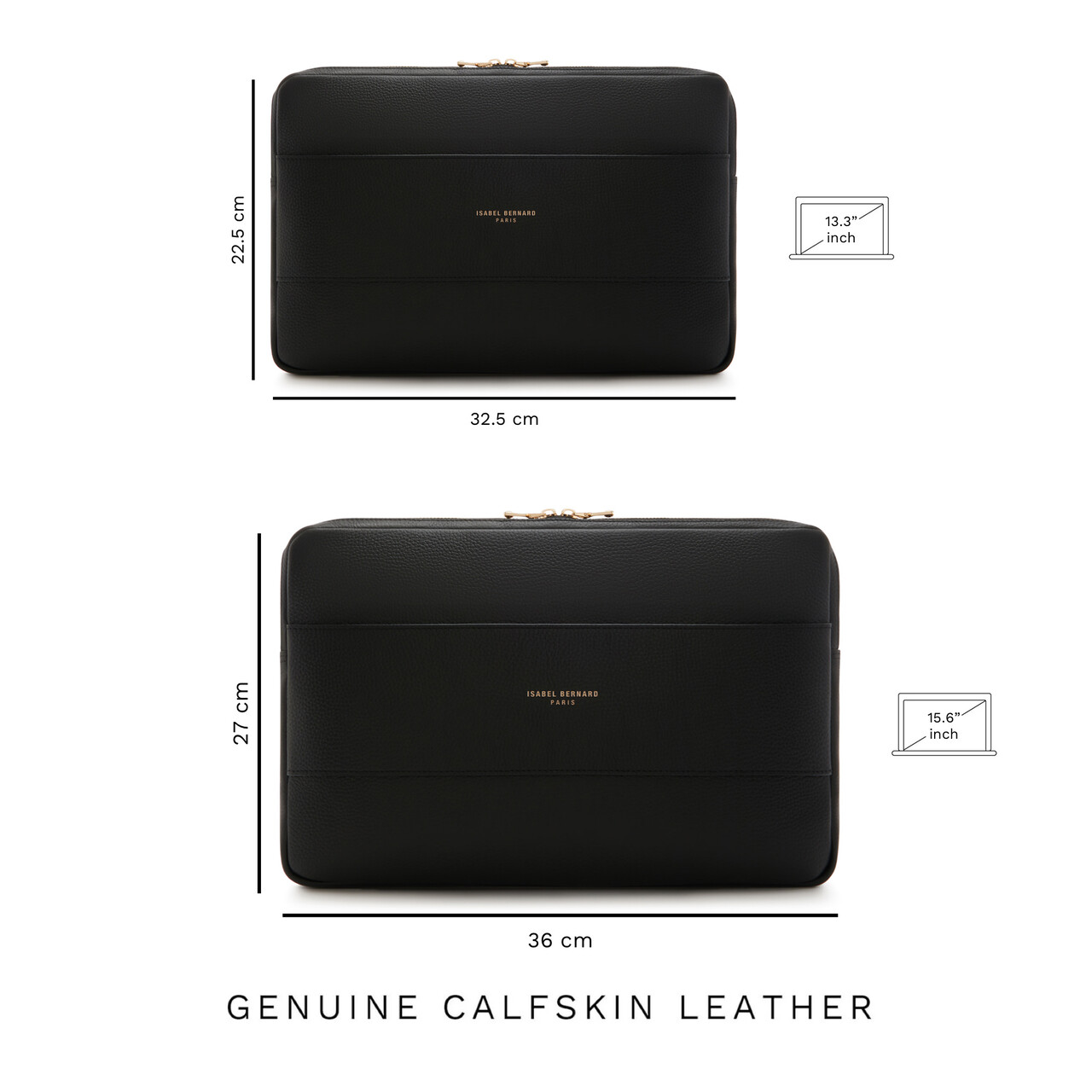 Isabel Bernard Honoré Caress black calfskin leather laptop sleeve