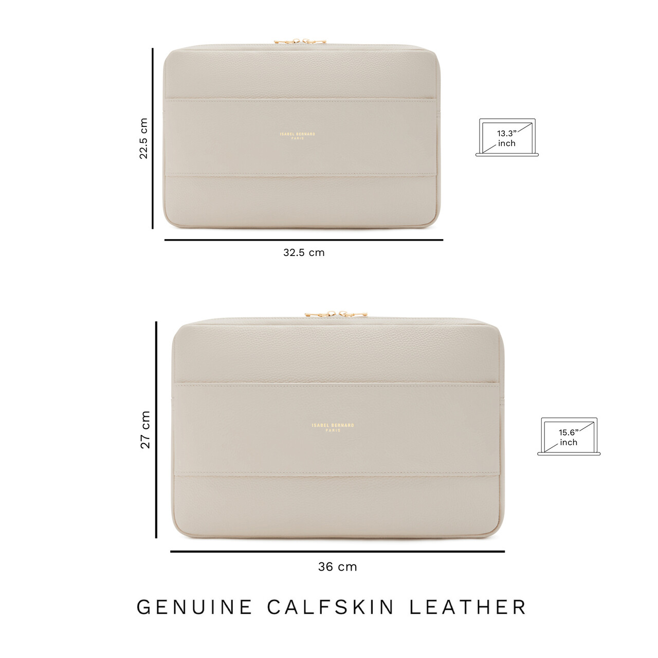 Isabel Bernard Honoré Caress cream calfskin leather laptop sleeve