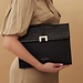 Isabel Bernard Honoré Clara croco black calfskin leather laptop sleeve with shoulder strap